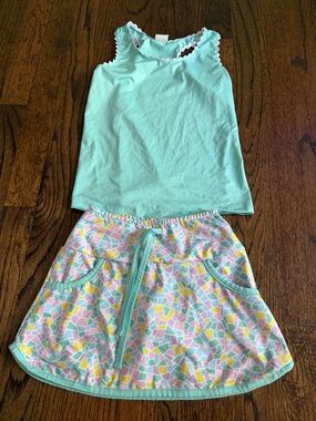 SET Active Girls Mint Tank Top and Pastel Mosaic Skirt - Mint, Pink, Yellow